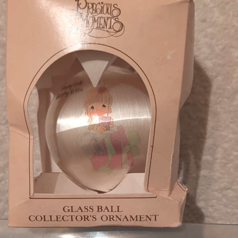 Precious Moments Glass Ball Ornament - Cream and Green